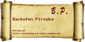 Backofen Piroska névjegykártya